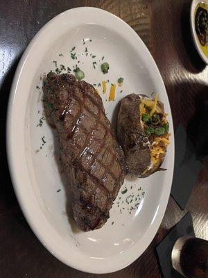 NY Strip and Loaded Baked Potato