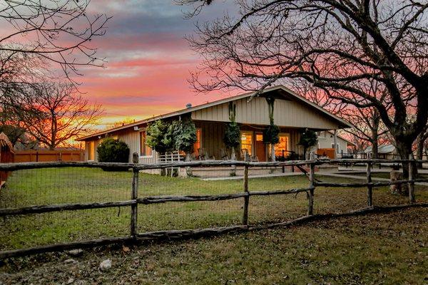 Sunset over the River House.