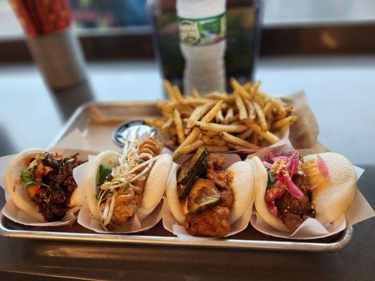 Multiple bao combo with five spice fries