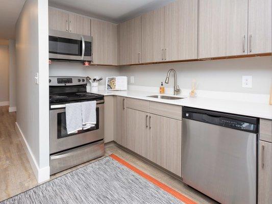 View of the kitchen in a 3-bedroom apartment.