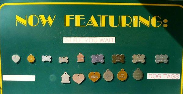 They engrave tags for dogs, cats or for Halloween fun