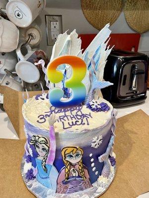 Frozen and Mermaid themed cake.