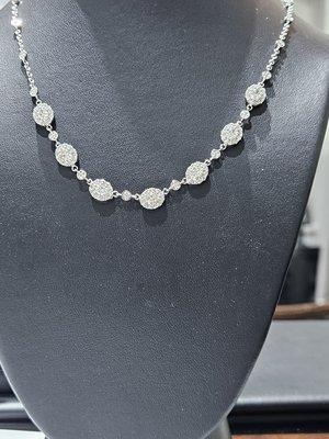 Oval and Round Diamond Station necklace