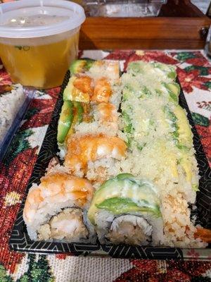 Honeymoon roll and sunset rolls