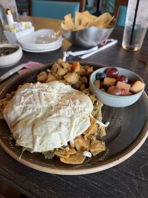 Full plate - chilaquiles with chicken