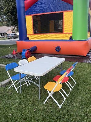 Kids tables and chairs available.