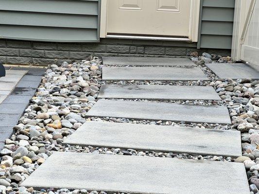 This is the high part of the yard and the patio to the left is way below those rocks. The grading is not as subtle as was promised.