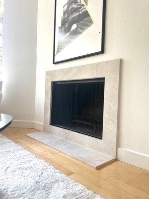 A very elegant Turkish marble slab was installed around our fireplace. This little change made our interior much cozier immediately.