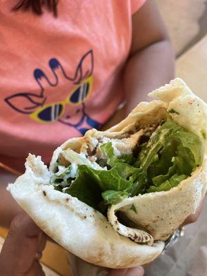 Shawarma with fattoush in the sandwhich