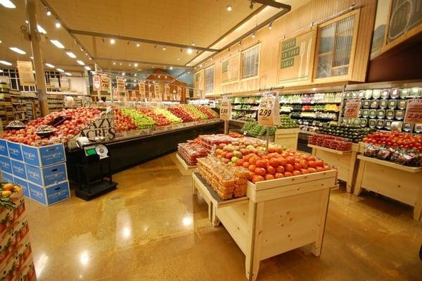 Produce area at Lazy acres Long Beach store.