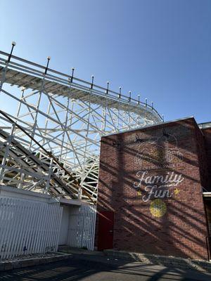 Wildcat coaster tracks and photo op wall