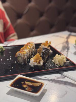 Veggie Tempura and Cupid rolls