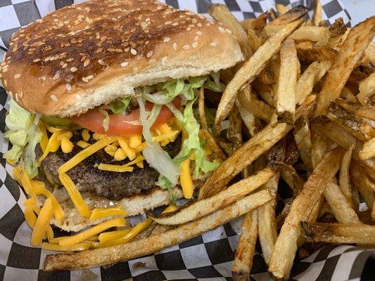 Cheeseburger and fries