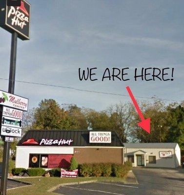 Located at 909 N. Mulberry Street in Elizabethtown, KY, right behind Pizza Hut!