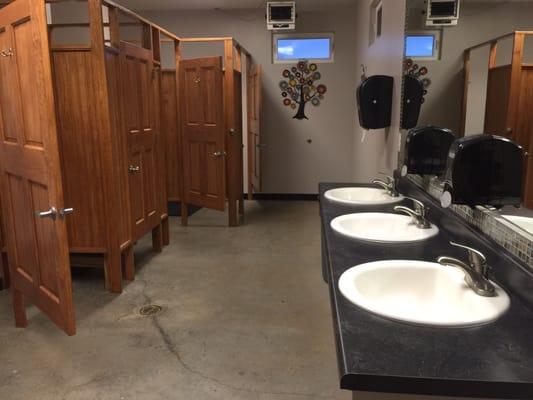 Spotless restroom with showers!