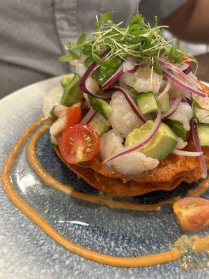 Shrimp Tostada ceviche