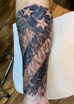 American flag tattoo by Shred