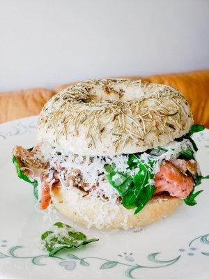 Ruby's Prime rib rosemary bagel