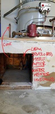 Leak after water-heater installation.