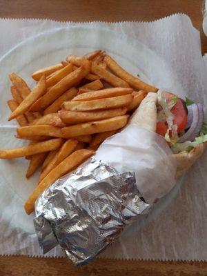 Lamb gyros with fries