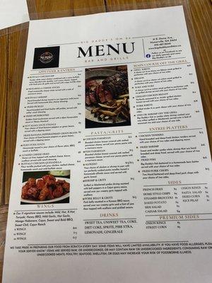 Menu side 1