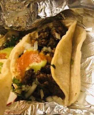 3 Asada Tacos full of flavor and steak!