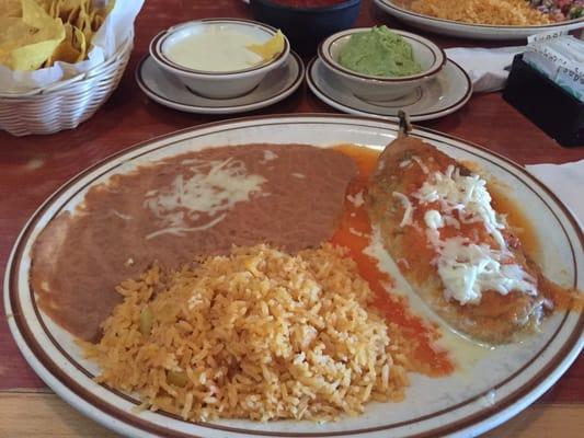 Chili Relleno - stuffed with the same cheap runny cheese that they offer as an appetizer.  Ruined it