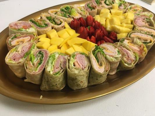 Wraps and fruit platter...yum