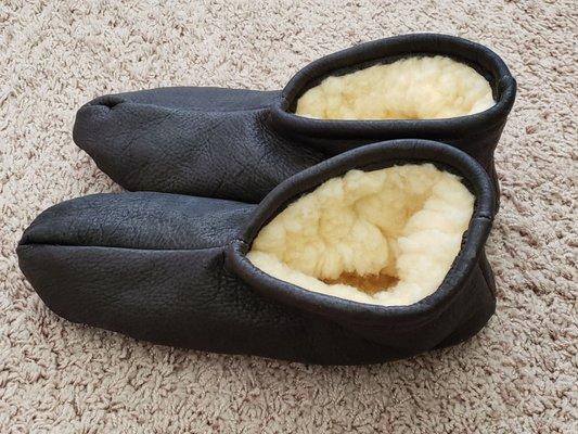 Leather slippers