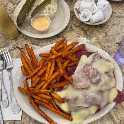 Ruben with Sweet Potato Fries