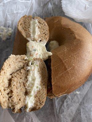 Whole wheat with veggie cream cheese