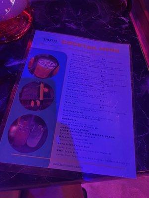 Cocktail menu