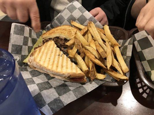 Pot roast/turkey panini. Sharing!