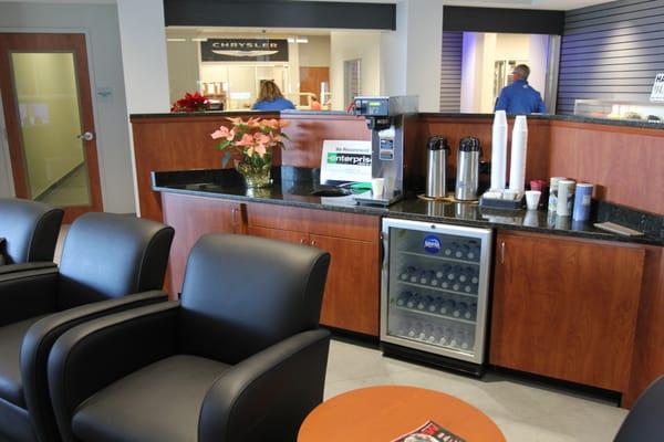 Coffee and Water station in waiting area.