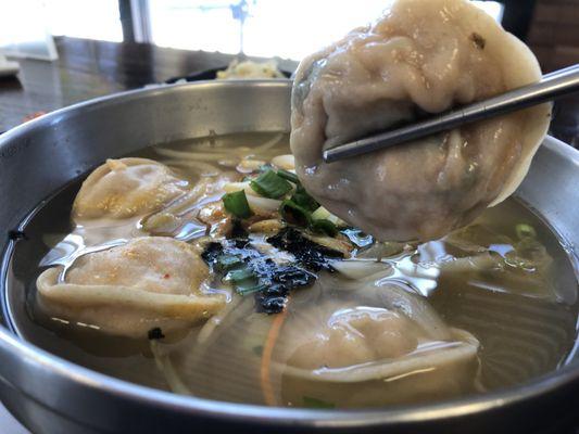 Kimchi dumpling soup