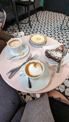 Macchiatos, key lime pie, chocolate souffle