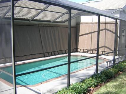 Hurricane Screen protecting the patio...great for large areas.