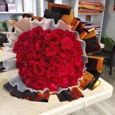 Go Big Or Go Home ! 
Korean Wrap Bouquet
 50 Red Roses