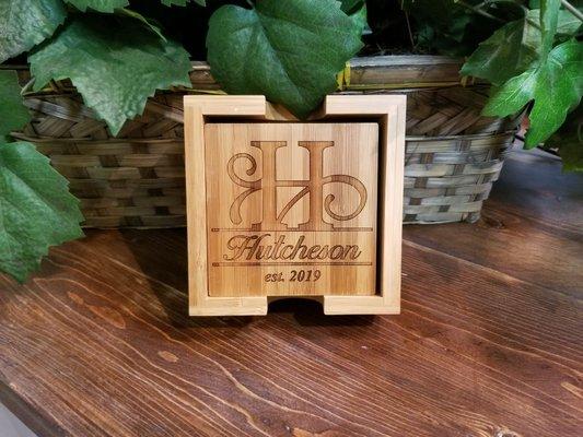 Custom engraved coaster sets