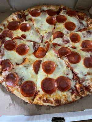 Pepperoni pizza w/ extra cheese