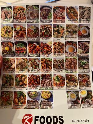 Most current menu w their updated prices