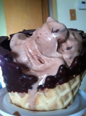 Blizzard in chocolate dipped waffle cone