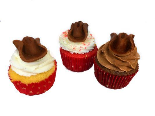 Custom Cupcakes featuring Fondant Cowboy Hats