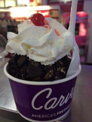 Vanilla, hot fudge and Oreos