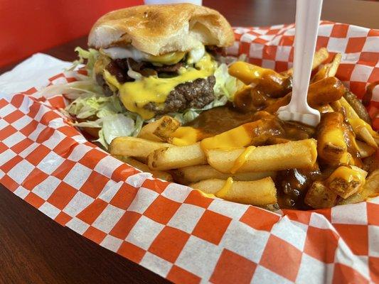 Mean Baja Burger with Mean Chili Cheese Fries