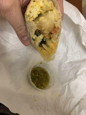 Veggie burrito & green salsa