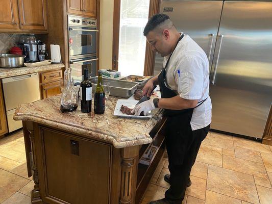 Chef Jonathan carving beef tenderloin