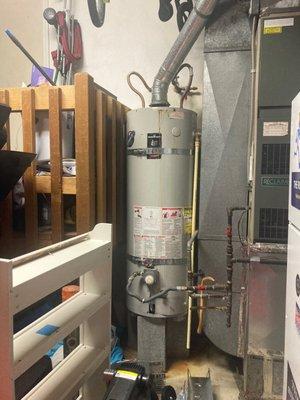 This old gas water heater was leaking internally.