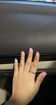 pink tips, rounded shape