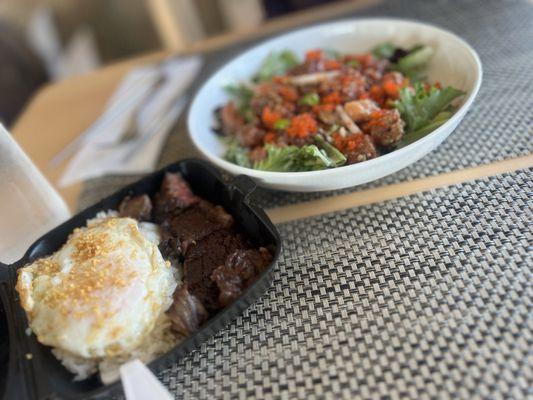 Amazing Poke bowl and special Wagyu plate.